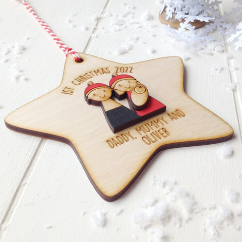 Family's First Christmas Tree Decoration - Personalized tree decoration