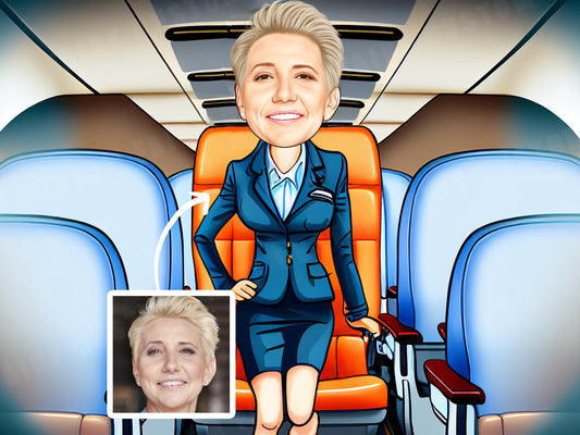 Personalized Caricature Gift of a Female Flight Attendant