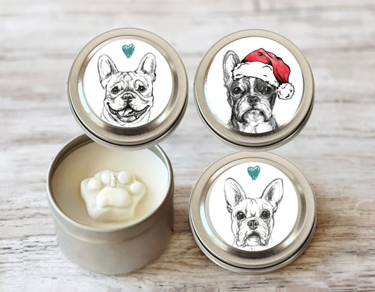 French Bulldog Paw Print Soy Candle - Frenchie Lover Christmas Gifts