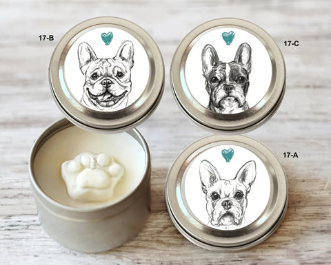 French Bulldog Paw Print Soy Candle - Frenchie Lover Christmas Gifts
