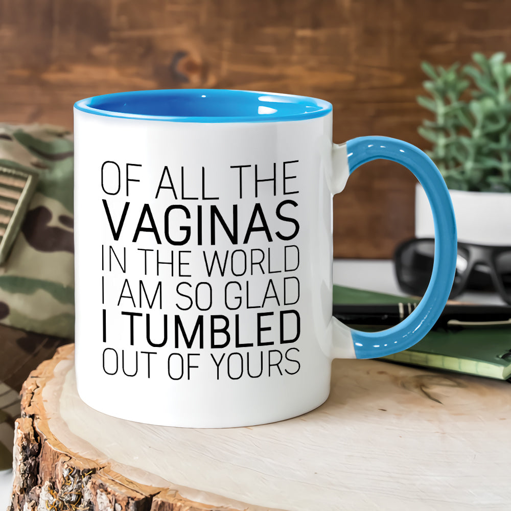 Of All The Vaginas In The World I Am So Glad I Tumbled Out Of Yours Mug - Mother's Day Gift