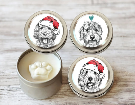 Goldendoodle Paw Print Soy Candle - Labradoodle Christmas Gift