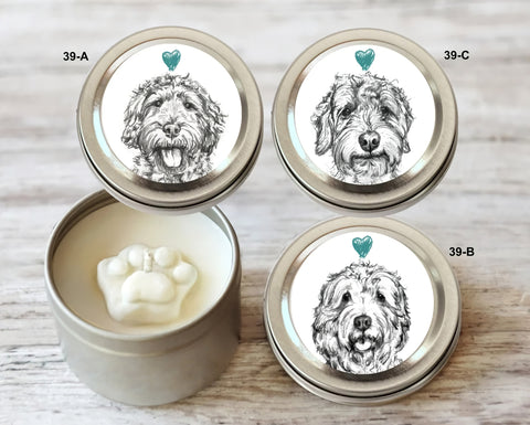 Goldendoodle Paw Print Soy Candle - Labradoodle Christmas Gift