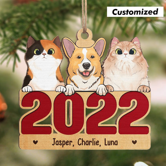 Here Comes Santa Paws - Dog & Cat Personalized Custom Ornament