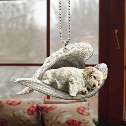 Lhasa Apso Sleeping Angel Wing - Memorial Dog Lover Rear View Mirror Car Accessories