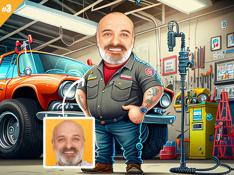 Personalized Caricature Gift of a Mechanic