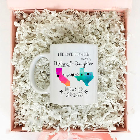 Custom Mother Daughter Long Distance State Mug, Mother Day Gift Idea