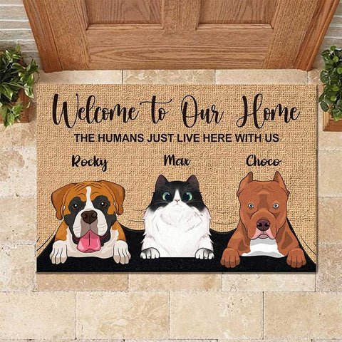 Welcome To The Pet Home - Funny Personalized Pet Decorative Mat (Cat & Dog) (TW)