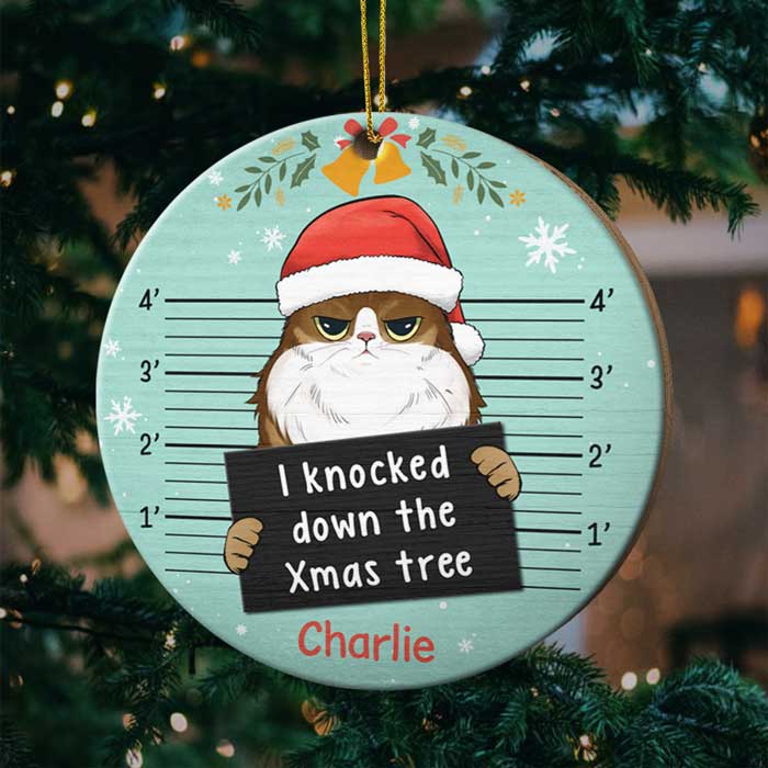 I Knocked Down The Xmas Tree - Personalized Round Ornament