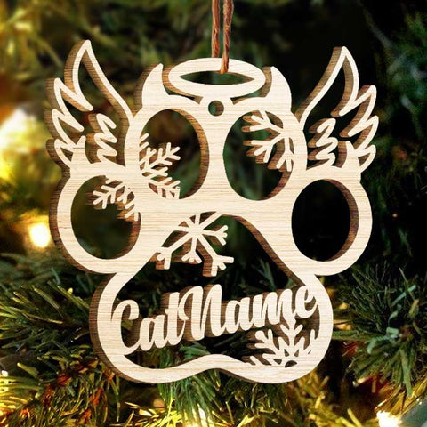 Christmas is Coming! Personalized Wooden Paw Ornament (Dog, Cat & Angel Wings) - Customized Decoration Gift