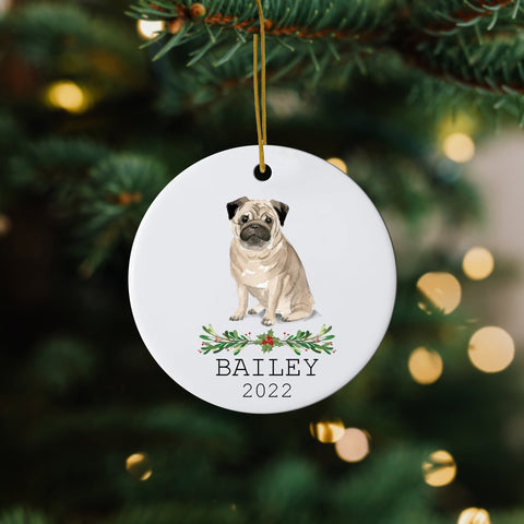 Personalized Pet Ornament - Custom Pug Ornament Pet Lover Gift