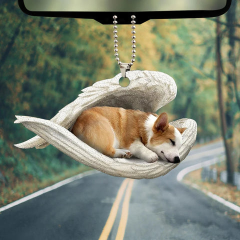 Pembroke Welsh Corgi Sleeping Angel Wing - Memorial Dog Lover Rear View Mirror Car Accessories