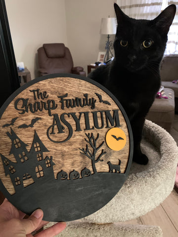 Personalized Halloween Family Sign - Custom Asylum Sign