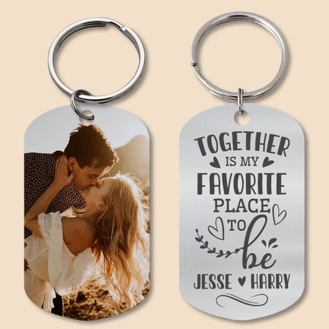 Personalized Photo Together Is My Favorite Place To Be Keychain - Best Gift for Valentine's Day
