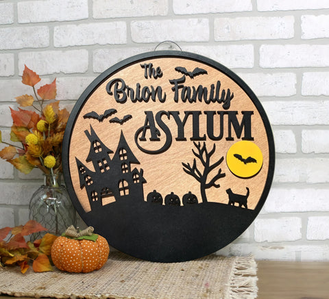 Personalized Halloween Family Sign - Custom Asylum Sign