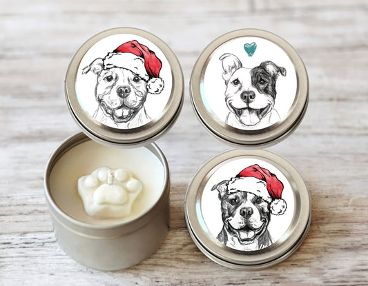 Pit Bull Paw Print Soy Candle - Pittie Dog Lover Christmas Gift