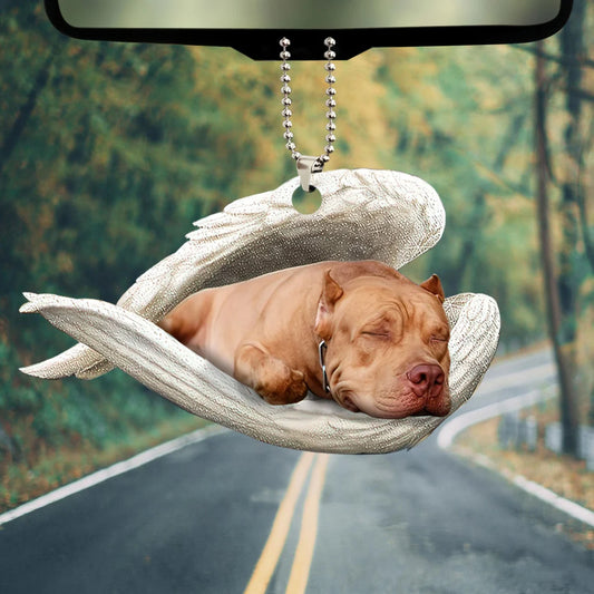 Pitbull Sleeping Angel Wing - Memorial Dog Lover Rear View Mirror Car Accessories