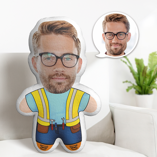 Minime Builder Teddy Pillow Custom Face Personalized Photo Minime Doll