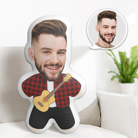 Custom Face Minime Teddy Pillow Guitar Player Personalized Photo Minime Doll