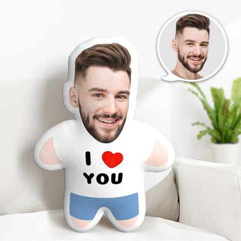 Christmas Gifts I LOVE YOU Minime Throw Pillow Custom Face Teddy Personalized Photo Minime Pillow