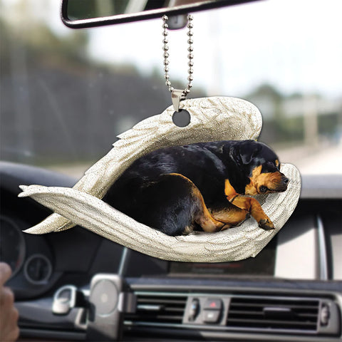 Rottweiler Sleeping Angel Wing - Memorial Dog Lover Rear View Mirror Car Accessories