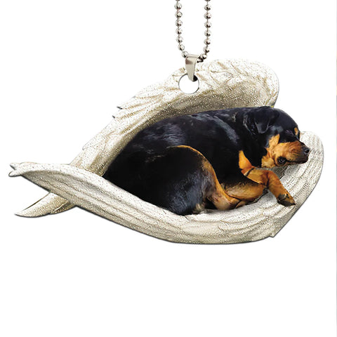 Rottweiler Sleeping Angel Wing - Memorial Dog Lover Rear View Mirror Car Accessories