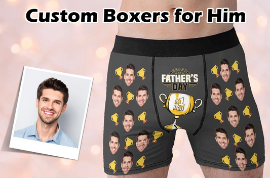 Custom Boxers with Face - Personalized Dad No.1 Underwear with Photo