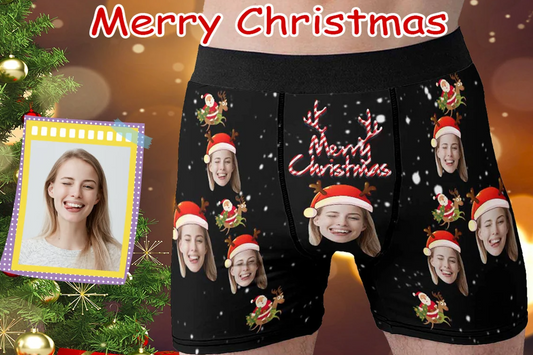 Custom Boxer Briefs with Face for Christmas - Personalized Photo Underwear