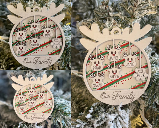 Christmas Family and Pet Ornaments - Personalized Ornament