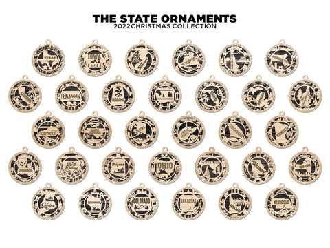 Wood State Ornaments - Christmas Ornaments