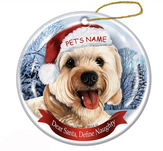 Holiday Pet Gifts Cavapoo Santa Hat Dog Porcelain Christmas Ornament, Personalized Christmas Ornaments