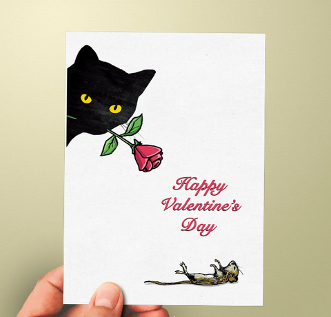 Cat Mouse Valentine Card for Her - Funny Valentines Cards