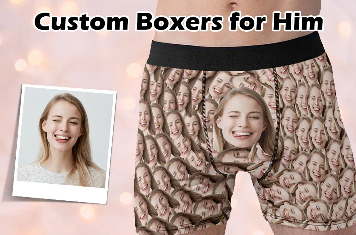 Custom Face Boxer Briefs - Peronalized Photo Seamless Pattern Underwear
