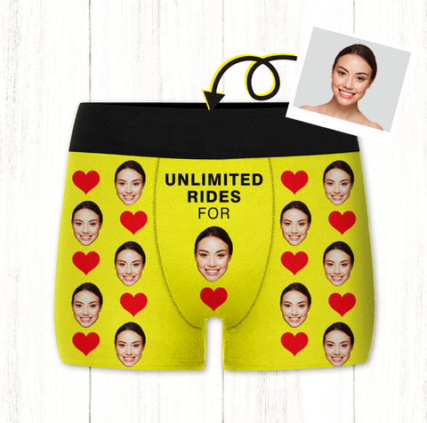 Personalized Face Boxer Briefs - Custom Unlimited Rides Underwear With Face
