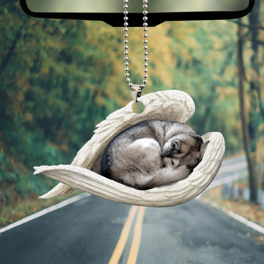 Siberian Husky Sleeping Angel Wing - Memorial Dog Lover Rear View Mirror Car Accessories