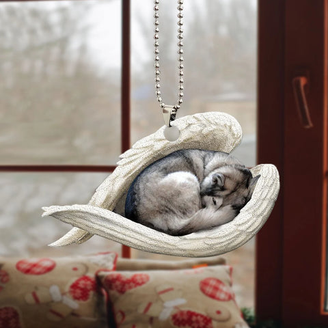 Siberian Husky Sleeping Angel Wing - Memorial Dog Lover Rear View Mirror Car Accessories