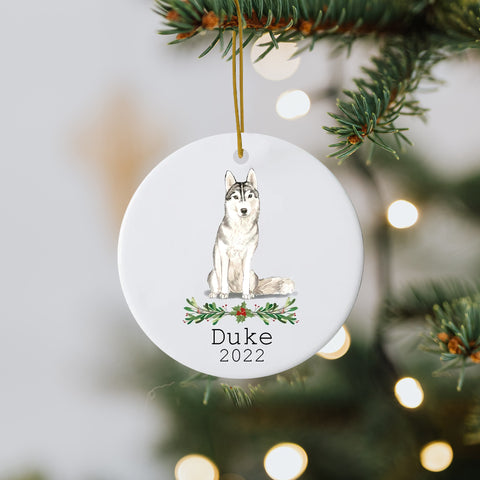 Personalized Pet Ornament - Custom Siberian Husky Ornament