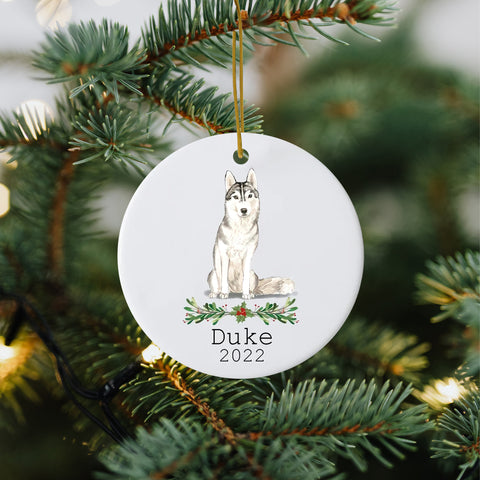 Personalized Pet Ornament - Custom Siberian Husky Ornament