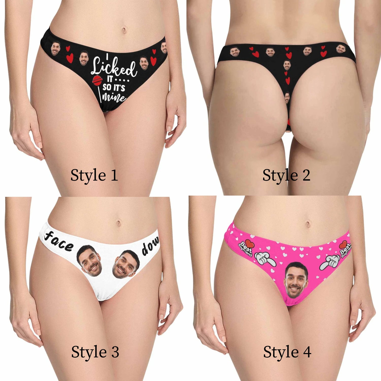 Custom Underwear for Women - Personalized Faces Thong Briefs
