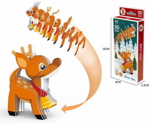 3D Dinosaur Card Board Puzzle DIY Toy Gifts for Kids - Reindeer