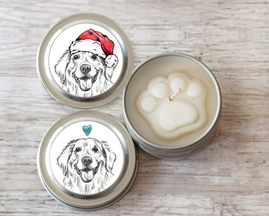 Golden Retriever Soy Candle - Dog Lover Christmas Candle