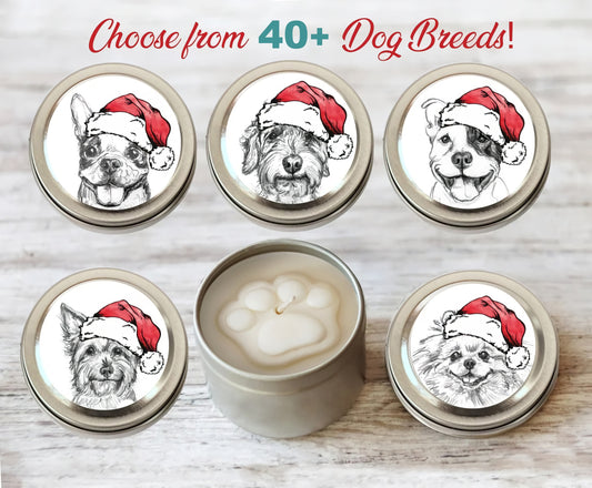 Dog Candles with Santa Hat, Christmas Candle Gift