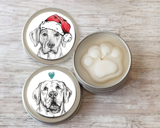 Labrador Retriever Christmas Gifts, Paw Print Soy Candle