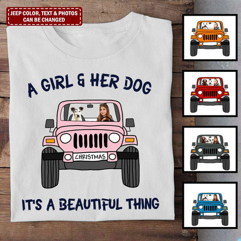 A Girl And Her Dogs Cats - Photo T-Shirt