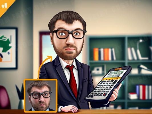 Personalized Caricature Gift of Male Accountant