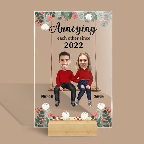 Annoying Each Other Since Face Photo Flowery - Personalized Acrylic Plaque