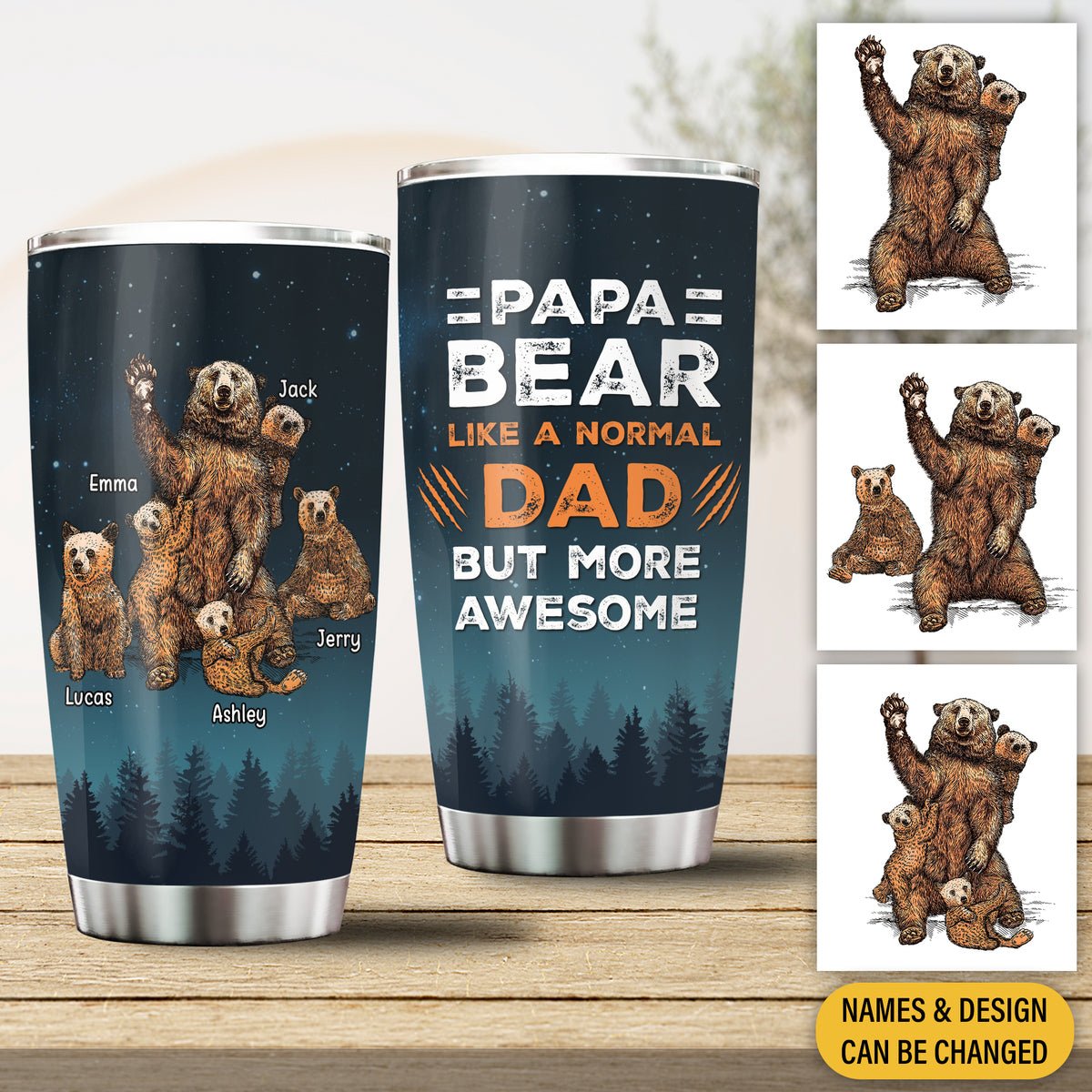 Awesome Papa Bear - Personalized Tumbler - Best Gift For Father