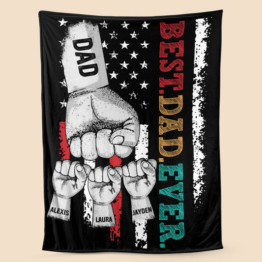 Best Dad Ever Fist Bumps - Personalized Blanket - Best Gift For Father