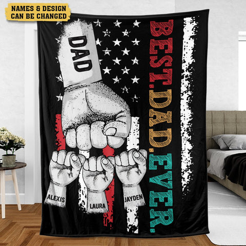 Best Dad Ever Fist Bumps - Personalized Blanket - Best Gift For Father