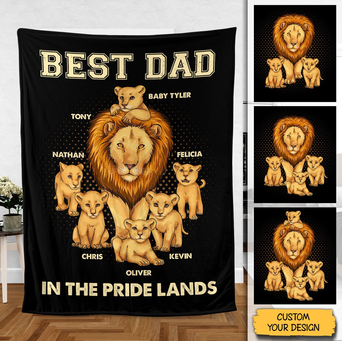 Best Dad In The Pride Lands - Personalized Blanket - Best Gift For Father